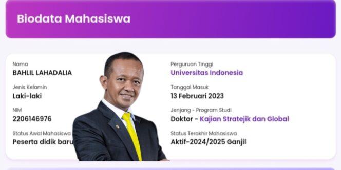 
					Diduga Janggal, Kepala Biro Humas UI Sebut Bahlil Masuk kuliah Tahun 2022, Data PDDikti Sebut Bahlil Masuk Tahun 2023