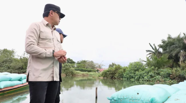 Wakil Menteri Dalam Negeri (Wamendagri) Bima Arya Sugiarto saat meninjau irigasi di Desa Purwosari, Kecamatan Tanjung Lago, Kabupaten Banyuasin, Sumatera Selatan .(Foto : Puspen Kemendagri) 


