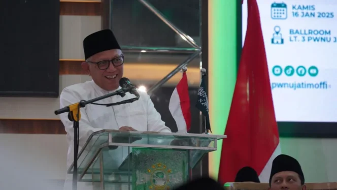 
					Ketua Pengurus Wilayah Nahdlatul Ulama (PWNU) Jawa Timur, KH Abdul Hakim Mahfudz menyampaikan dukungan penuh kepada program PBNU (Foto :Lembaga Ta'lif Wan Nasyr (LTN) NU)
