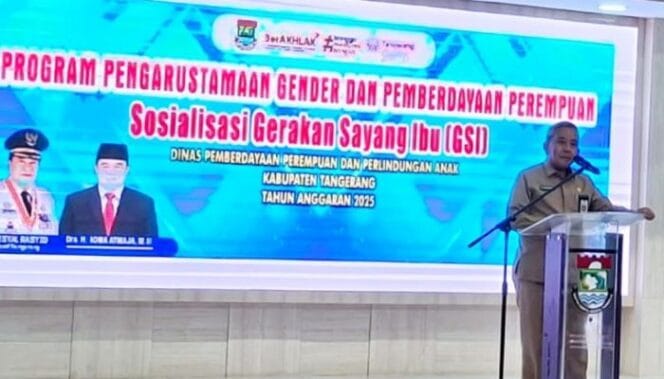 
					Kepala DPPPA Kabupaten Tangerang, Asep Suherman saat memberikan sambutan. (Foto: Istimewa)