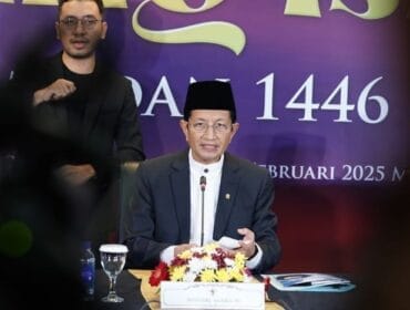 Menteri Agama Nasaruddin Umar saat konferensi pers  terkait pentepan awal puasa.(Foto : Humas Kemenag)