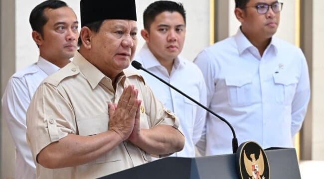 Presiden RI Prabowo Subianto .(Foto : Sesneg)