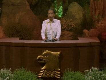 Jokowi puji Prabowo di HUT Partai Gerindra ke-17 (Foto: 1st)