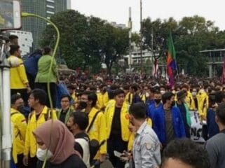 Salah satu demo mahasiswa Indonesia Gelap  ( Foto : Gunawan/ jejaknarasi, id)