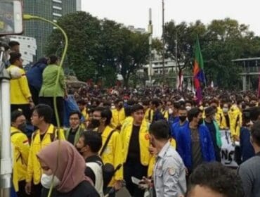 Salah satu demo mahasiswa Indonesia Gelap  ( Foto : Gunawan/ jejaknarasi, id)