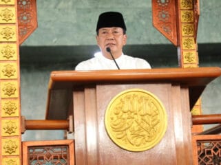 Bupati Tangerang, Moch. Maesya Rasyid  sambutan usai melaksanakan salat  Ied (Foto :  Prokopim Pemkab Tangerang)