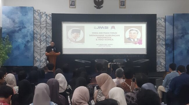 Ketua Umum JMSI, Teguh Santosa saat Peluncuran 'Media and Peace Forum' (Foto: Jejaknarasi.id)