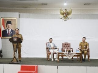 Sekretaris Pengurus Korpri Kemendagri Belly Isnaeni saat memberikan sambutan  (Foto : Puspen Kemendagri)