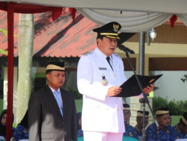 Bupati Tangerang, Moch Maesyal Rasyid saat memberikan sambutan dalam upara peringatan Hari Otonomi Daerah ke-XXIX Tahun 2025 Tingkat Kabupaten Tangerang (Foto : Prokopim)