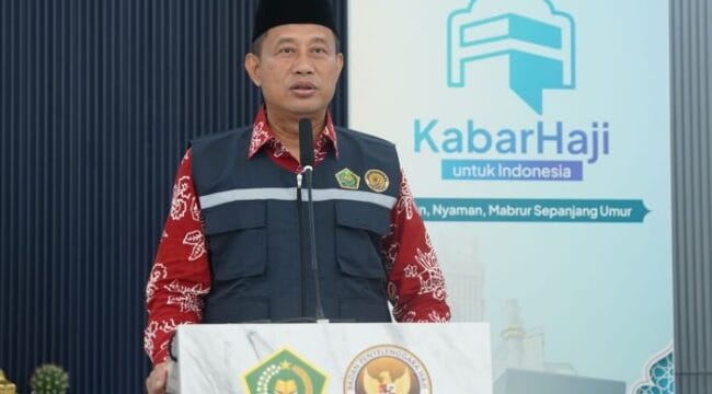 Kepala Biro Humas dan Komunikasi Publik Kementerian Agama, Akhmad Fauzin, dalam konferensi pers operasional haji hari ke-20, (Foto : Humas Kemenag)