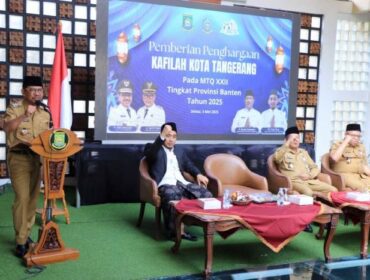 Wali Kota Tangerang Sachrudin saat memberikan sambutan dalam acara pemberian penghargaan kepda para Kafilah Kota Tangerang. (Foto : Diskominfotik Kab.Tangerang)