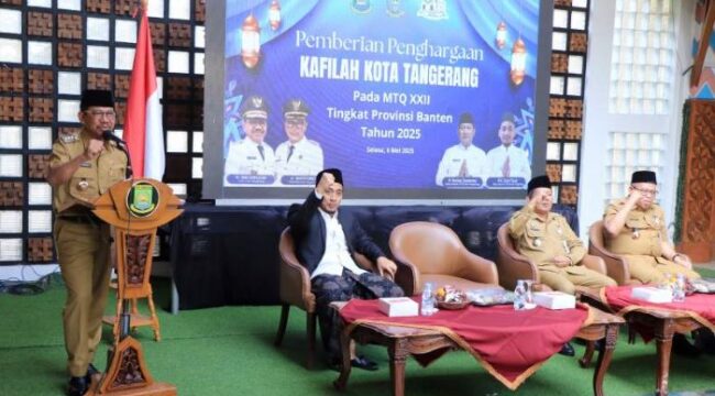 Wali Kota Tangerang Sachrudin saat memberikan sambutan dalam acara pemberian penghargaan kepda para Kafilah Kota Tangerang. (Foto : Diskominfotik Kab.Tangerang)