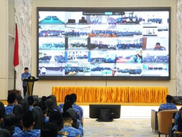 Menteri Agama Nasaruddin Umar saat menerikan sambutan dalam acara pelantikan PPPK (Foto :Humas Kemenag)