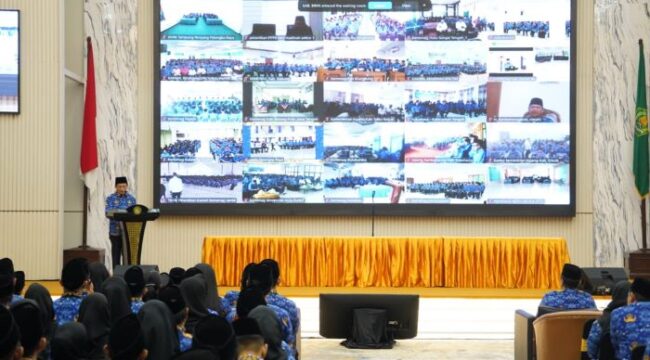 Menteri Agama Nasaruddin Umar saat menerikan sambutan dalam acara pelantikan PPPK (Foto :Humas Kemenag)