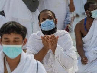 Ilustrasi, Jemaah Haji gunakan masker (Foto : Ist)