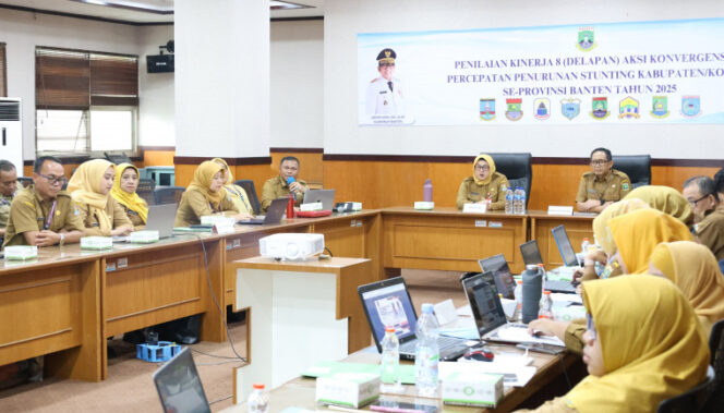 
Wakil Bupati Tangerang Intan Nurul Hikmah saat menghadiri kegiatan Penilaian Kinerja Pelaksanaan 8 Aksi Konvergensi Percepatan Penurunan Stunting Kabupaten/Kota se-Provinsi Banten. .(Foto: Porkofim Kab.Tangerang)