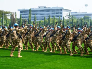 Pasukan perdamaian yang tergabung dalam Satgas Kompi Zeni (Kizi) Kontingen Garuda XX-U/MONUSCO 2024 yang tiba di tabah air (Foto : Puspen TNI)