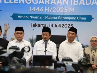 Menteri Agama Nasaruddin Umar saat memberkan keterangan kepada awak media,(Foto:  Humas Kemenag)