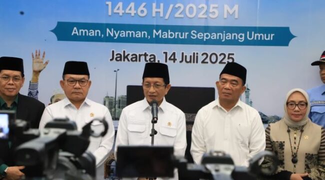 Menteri Agama Nasaruddin Umar saat memberkan keterangan kepada awak media,(Foto:  Humas Kemenag)