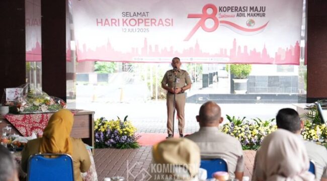 Wali Kota Jakpus Arifin saat memberikan sambutan di acara HUT Ke 78 Koperas. (Foto : Kominfotik Pemkot Jakpus)