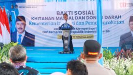 Menteri Imipas, Agus Andrianto saat menghadiri acara bakti sosial di Kabupaten Tangerang, Kamis (14/08/2025). (Foto: Istimewa)