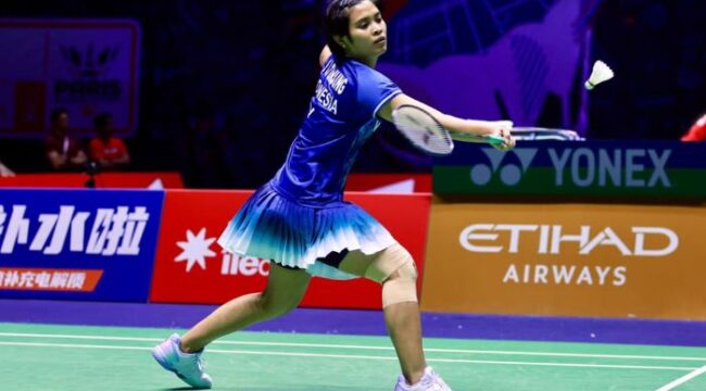 Pebulutangkis Tunggal Putri Gregoria Mariska Tunjung lolo babak kedua Kejuraan Dunia BWF 2025. (foto: PBSI)