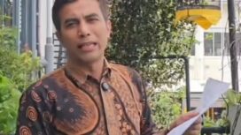 BK, Pengelola hotel di Tangerang saat membacakan surat somasi yang dilayangkan LMKN. (Foto: 1st)