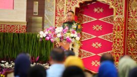 Panglima TNI Jenderal TNI Agus Subiyanto saatt memberikan sambutan dalam HUT ke 57 IKKT (Foto : Puspen TNI)