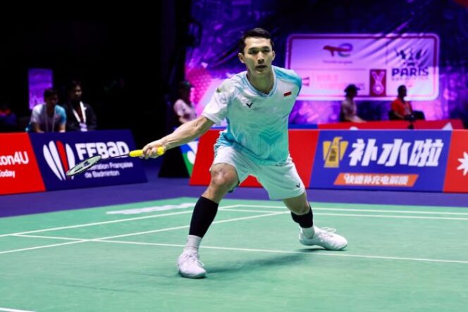 
Pebulutangkis Tunggal Putra Indonesia Jonatan Christie lolos babak kedua Kejuaraan Dunia BWF 2025. (Foto : PBSI)