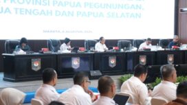 Mendagri Tito Karnavian saat brapat bersama tiga gubernur Papua tentang Inflasi. (Foto : Puspen Kemendagri)