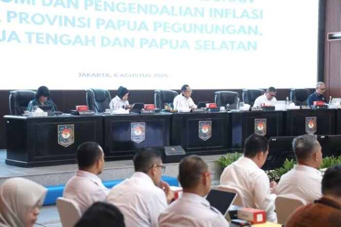 Mendagri Tito Karnavian saat brapat bersama tiga gubernur Papua tentang Inflasi. (Foto : Puspen Kemendagri)