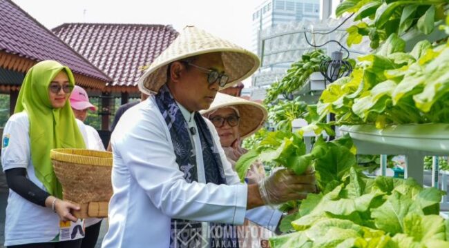 Wali Kota Jakarta Pusat Arifin saat hadir diacara Panen Raya Sayur Hidroponik .(Foto: Kominfotik Pemkot Jakpus)