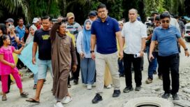 Gubernur Sumatera Utara, Bobby Nasution saat kunjungan ke Kabupaten Langkat ( Foto: 1st)