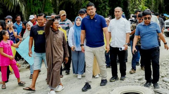 Gubernur Sumatera Utara, Bobby Nasution saat kunjungan ke Kabupaten Langkat ( Foto: 1st)