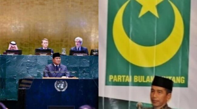 Presiden Prabowo dan Mantan Presiden Jokowi saat berpidato. (Foto: 1st)