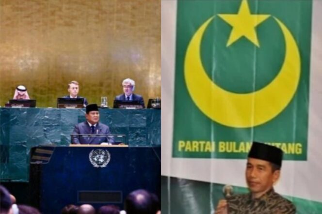 
					Presiden Prabowo dan Mantan Presiden Jokowi saat berpidato. (Foto: 1st)
