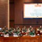 Wakil Panglima TNI Jenderal TNI Tandyo Budi R bersama Wakil Menteri Pertahanan Republik Indonesia (Wamenhan RI) Donny Ermawan Taufanto, didampingi para Kepala Staf Angkatan saat menghadiri Rapat Kerja bersama Komisi I Dewan Perwakilan Rakyat (DPR RI) (Foto : Puspen TNI)