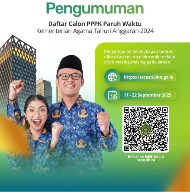 
					Pengumuman PPPK Paruh Waktu Kemenag TA 2024 (Foto: 1st)