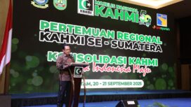 Mendagri Tito kaarnavian saat meberikan sambutan di acara menghadiri Pertemuan Regional KAHMI se-Sumatera. (Foto : Puspen Kemendagri)