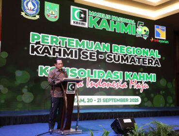 Mendagri Tito kaarnavian saat meberikan sambutan di acara menghadiri Pertemuan Regional KAHMI se-Sumatera. (Foto : Puspen Kemendagri)