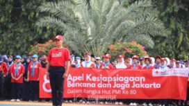 Ribuan Siswa SD dan SMP Se Jakarta Pusat saat mengikuti apel Siaga bencana dan jaga Jakarta. (Foto: KOminfotik Pemkot Jakpus)