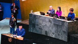 Presiden RI Prabowo Subianto saat pidato di Sidang Majelis Umum PBB. (Foto : Sesneg)