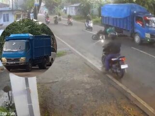 Mobil truk terduga pelaku laka maut di jalan kutruk Tigaraksa Tangerang. (Foto: Isitmewa)