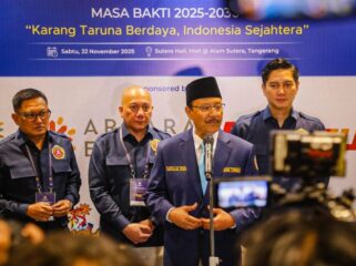 Menteri Sosial Saifullah Yusuf atau Gus Ipul saat meberikan keterangan kepada awak media usai melantik pengurus PNKT 2025-2030. (Foto : Humas Kemensos).