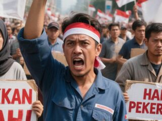 Ilustrasi demonstrasi kenaikan UMP 2026 (Foto: lmarena/dok.jejaknarasi.id)