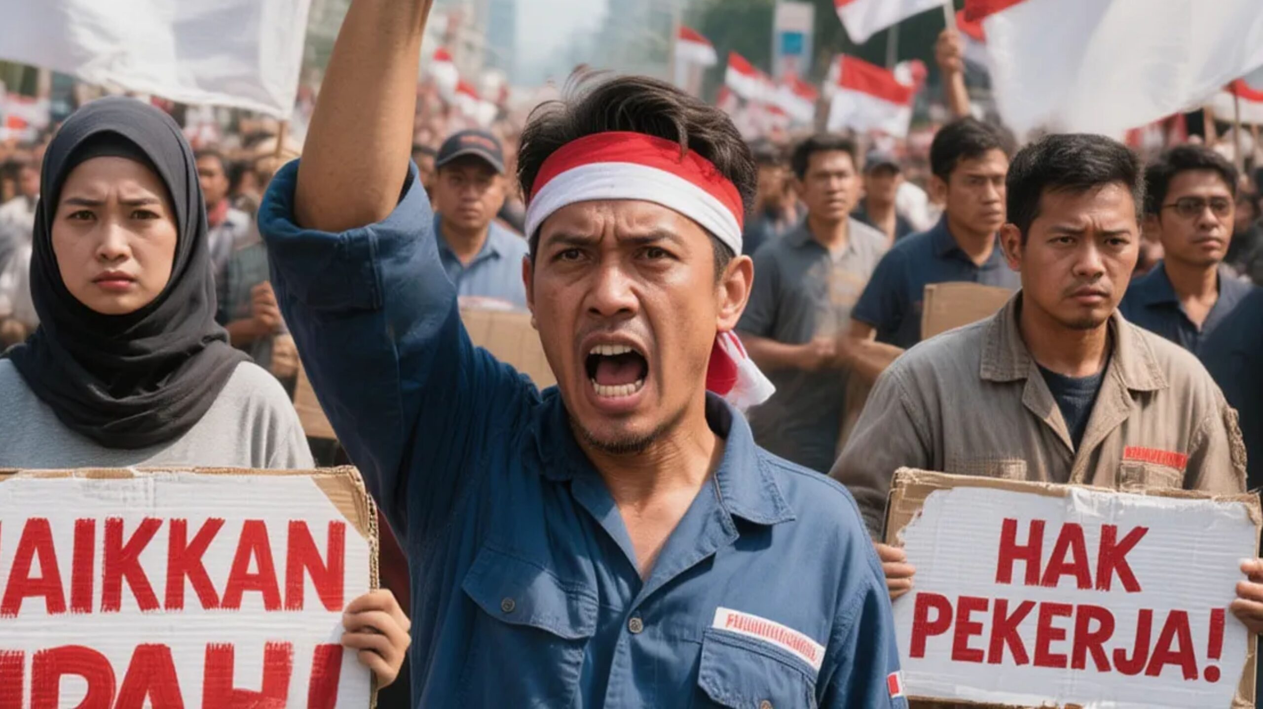 Ilustrasi demonstrasi kenaikan UMP 2026 (Foto: lmarena/dok.jejaknarasi.id)