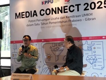 Wakil ketua KPPU Aru Armando saat memberikan materi dalam acara Media Connect 2025 (Foto : Sirhan /Jejaknarasi.id)