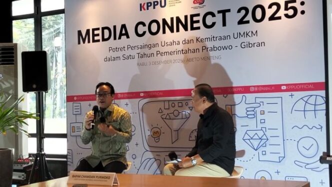 Wakil ketua KPPU Aru Armando saat memberikan materi dalam acara Media Connect 2025 (Foto : Sirhan /Jejaknarasi.id)