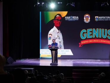 Pelaksana harian (Plh) Inspektorat Pembantu Wilayah Kota Administrasi Jakarta Pusat Dannu Yudianto saat memberikan sambutan do acara GENIUS. (Foto : Kominfotik Jakpus)