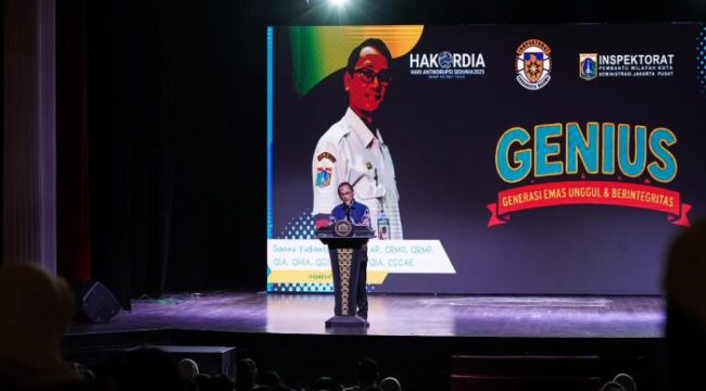 Pelaksana harian (Plh) Inspektorat Pembantu Wilayah Kota Administrasi Jakarta Pusat Dannu Yudianto saat memberikan sambutan do acara GENIUS. (Foto : Kominfotik Jakpus)